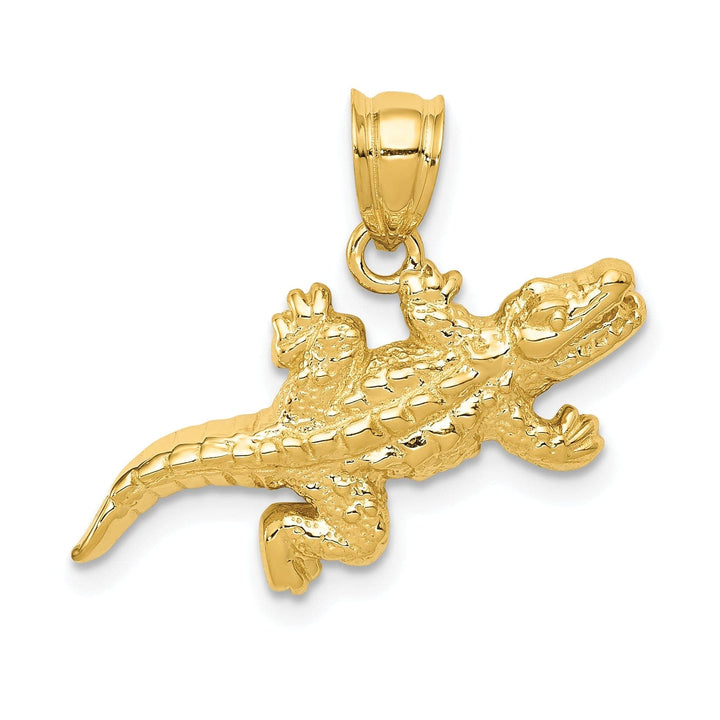 Lovely Rita's Pendants & Charms 14k Yellow Gold Solid Polished Finish Open-Backed Crocodile Charm Pendant