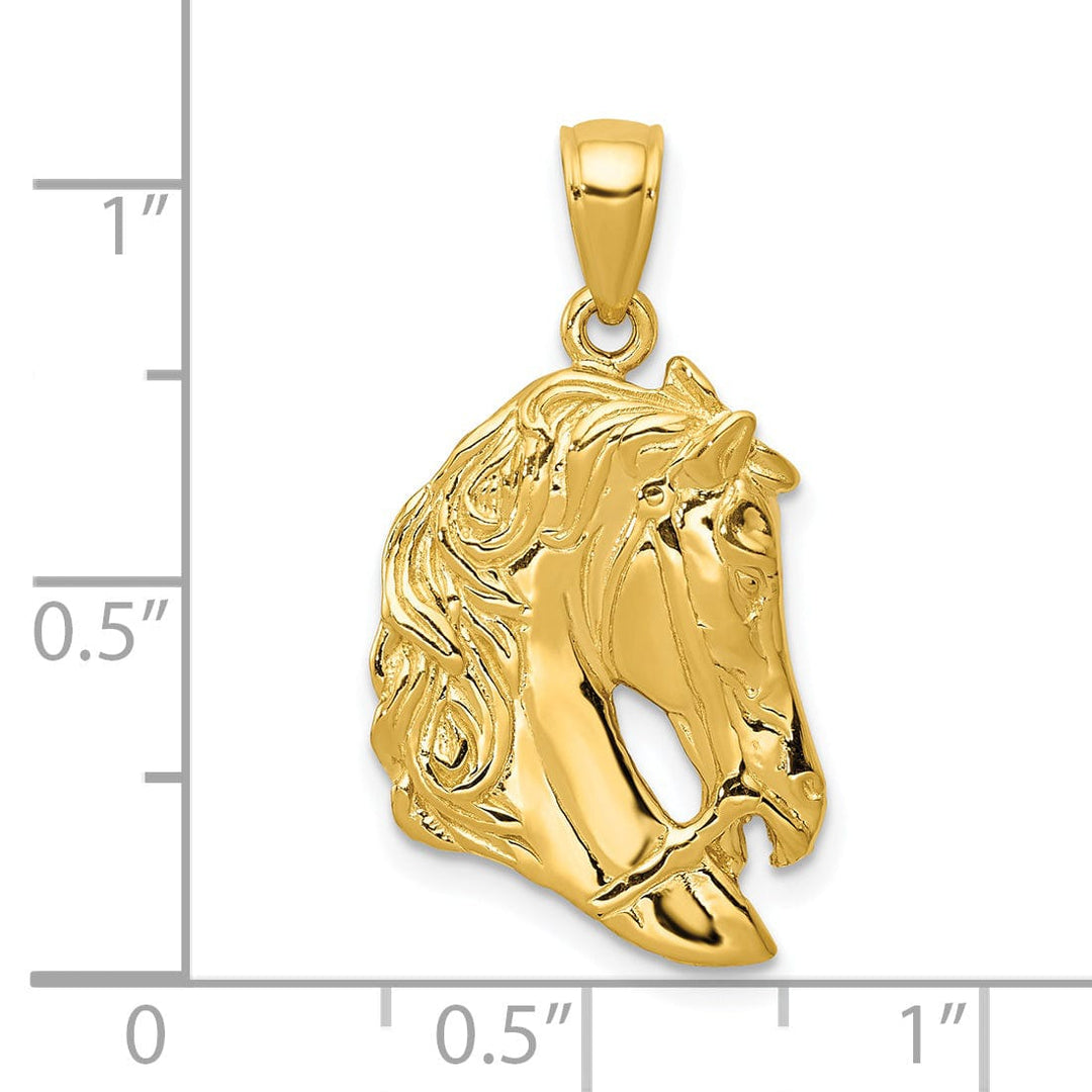 Lovely Rita's Pendants & Charms 14k Yellow Gold Solid Polished Finish Open-Backed Horse Head Charm Pendant