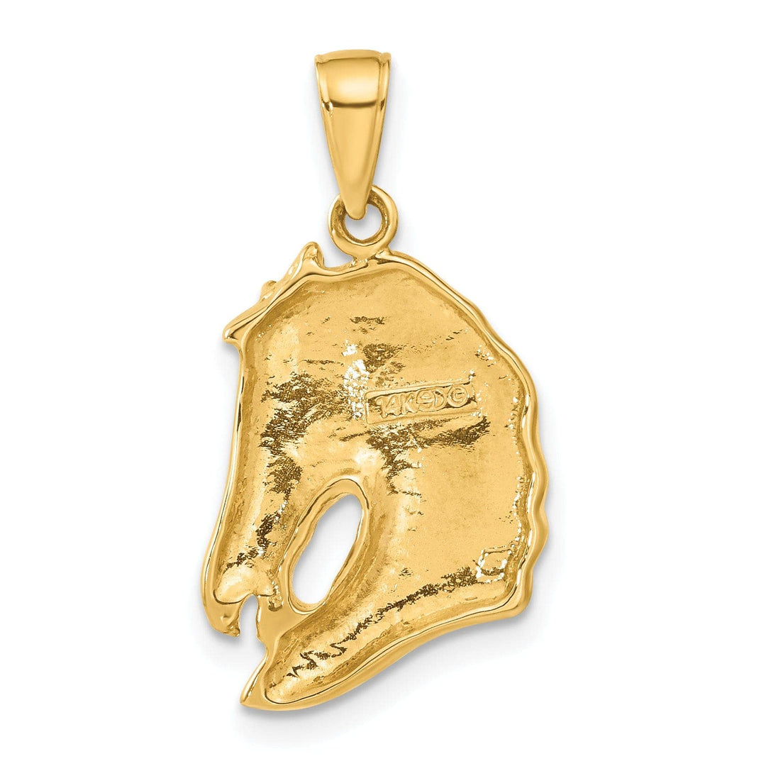 Lovely Rita's Pendants & Charms 14k Yellow Gold Solid Polished Finish Open-Backed Horse Head Charm Pendant
