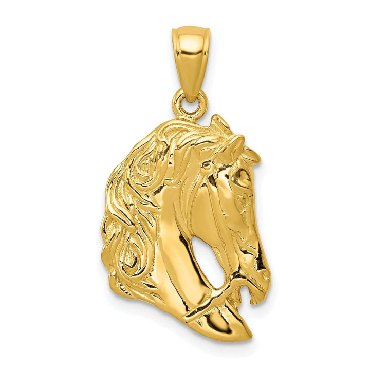 Lovely Rita's Pendants & Charms 14k Yellow Gold Solid Polished Finish Open-Backed Horse Head Charm Pendant