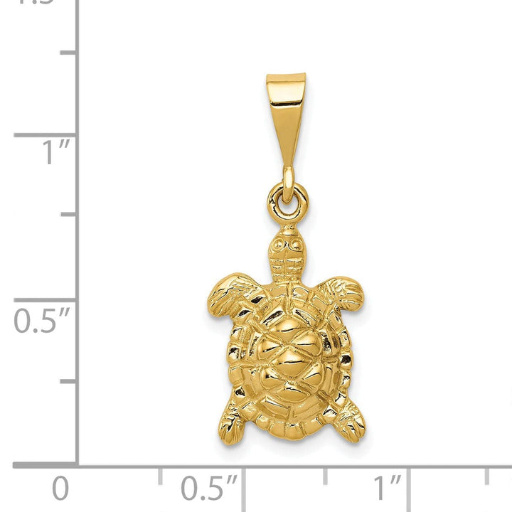 Lovely Rita's Pendants & Charms 14k Yellow Gold Solid Polished Finish Open-Backed Men's Sea Turtle Charm Pendant