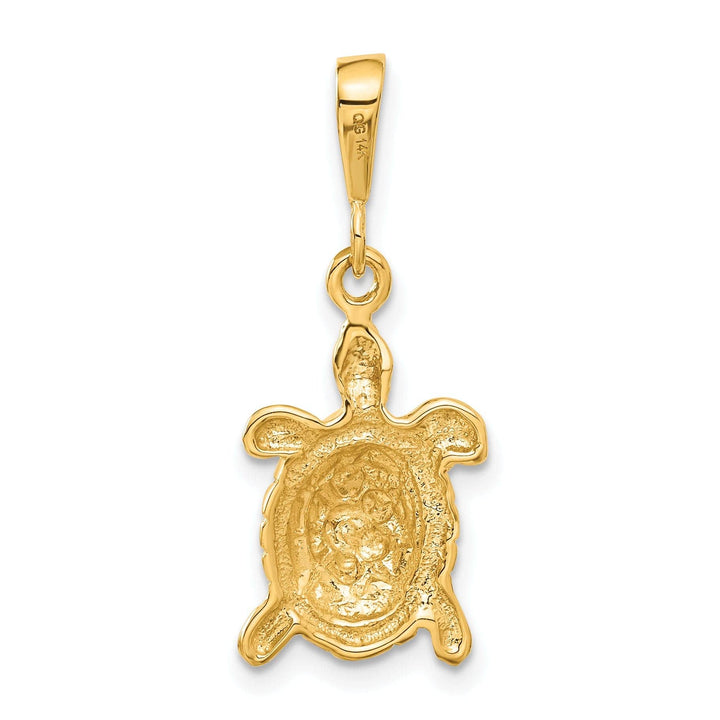 Lovely Rita's Pendants & Charms 14k Yellow Gold Solid Polished Finish Open-Backed Men's Sea Turtle Charm Pendant