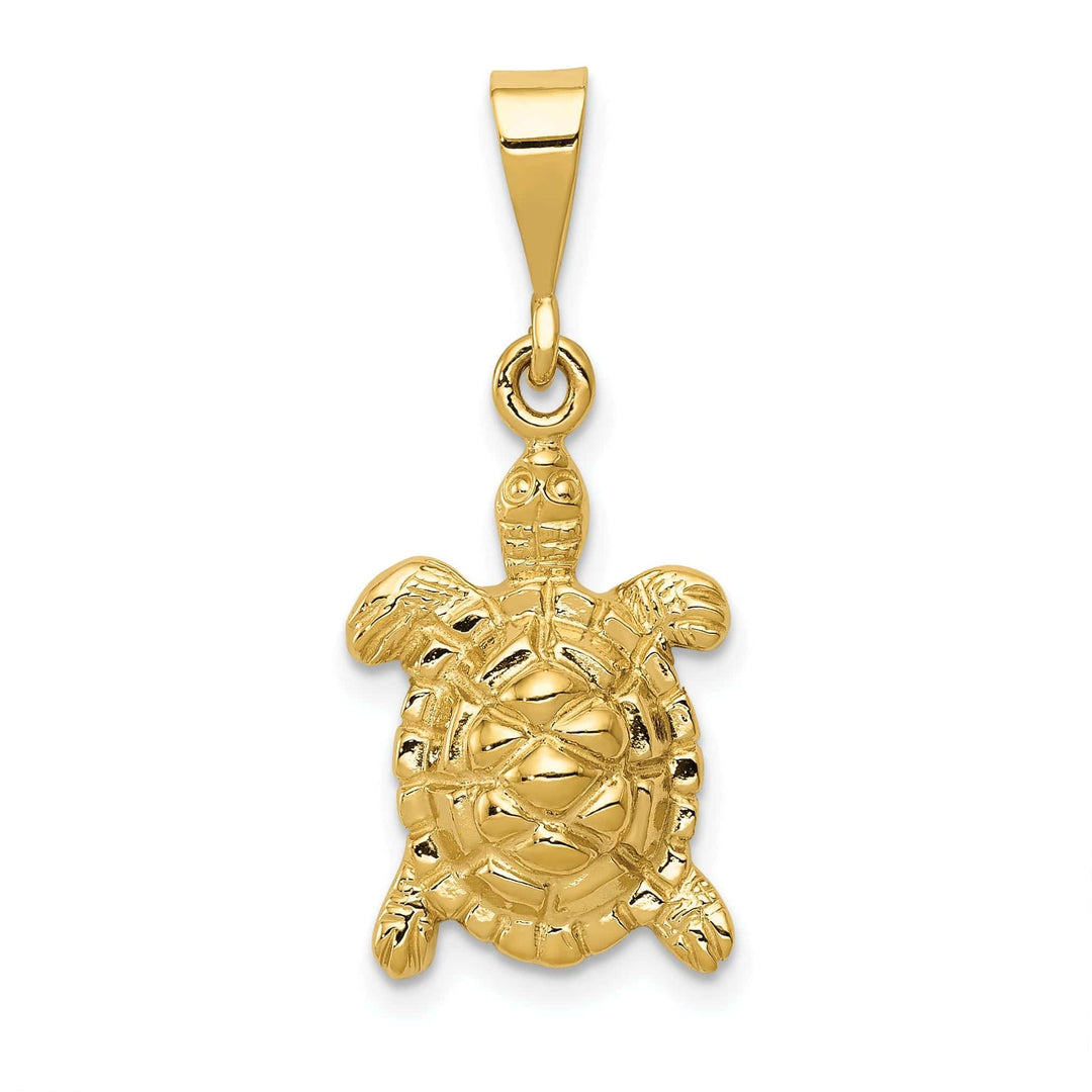 Lovely Rita's Pendants & Charms 14k Yellow Gold Solid Polished Finish Open-Backed Men's Sea Turtle Charm Pendant