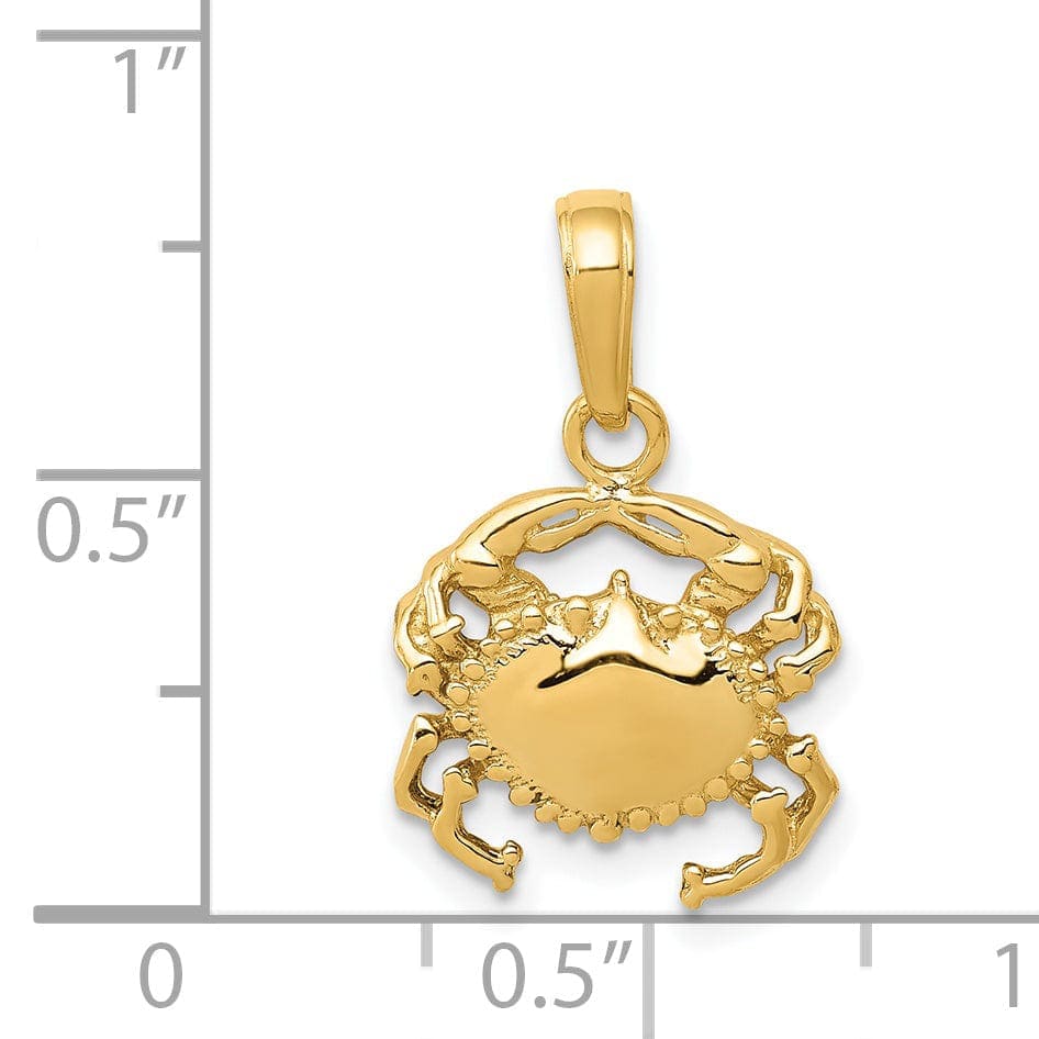 Lovely Rita's Pendants & Charms 14k Yellow Gold Solid Polished Finish Open-Backed Soild Crab Charm Pendant