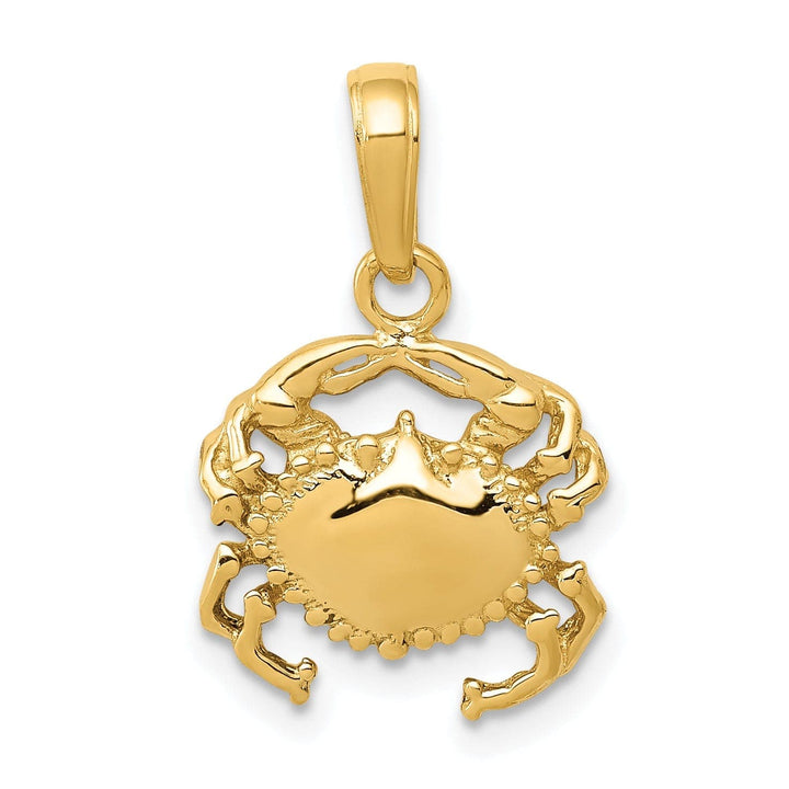 Lovely Rita's Pendants & Charms 14k Yellow Gold Solid Polished Finish Open-Backed Soild Crab Charm Pendant