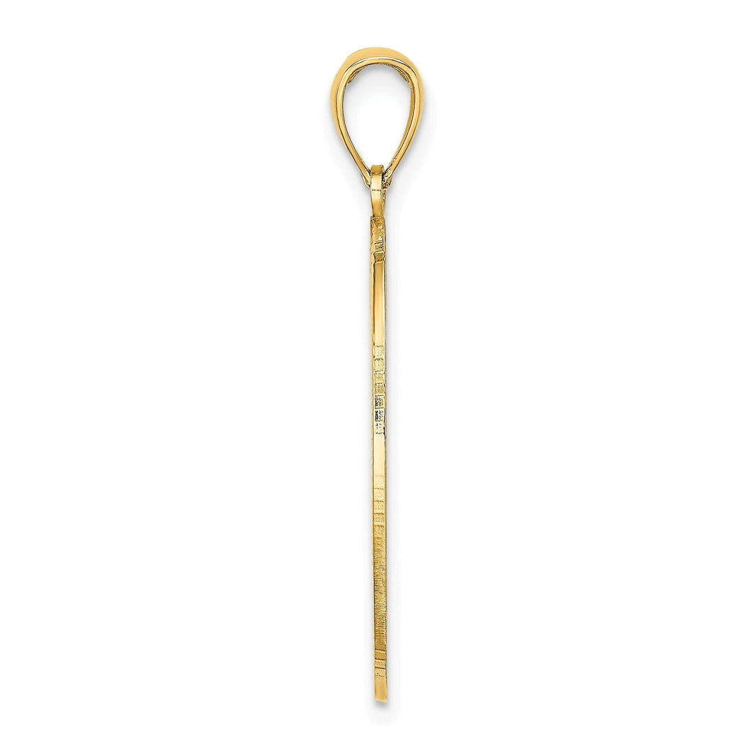 Lovely Rita's Pendants & Charms 14K Yellow Gold Solid Polished Finish Oval Shape Design Engraveable Center Pendant