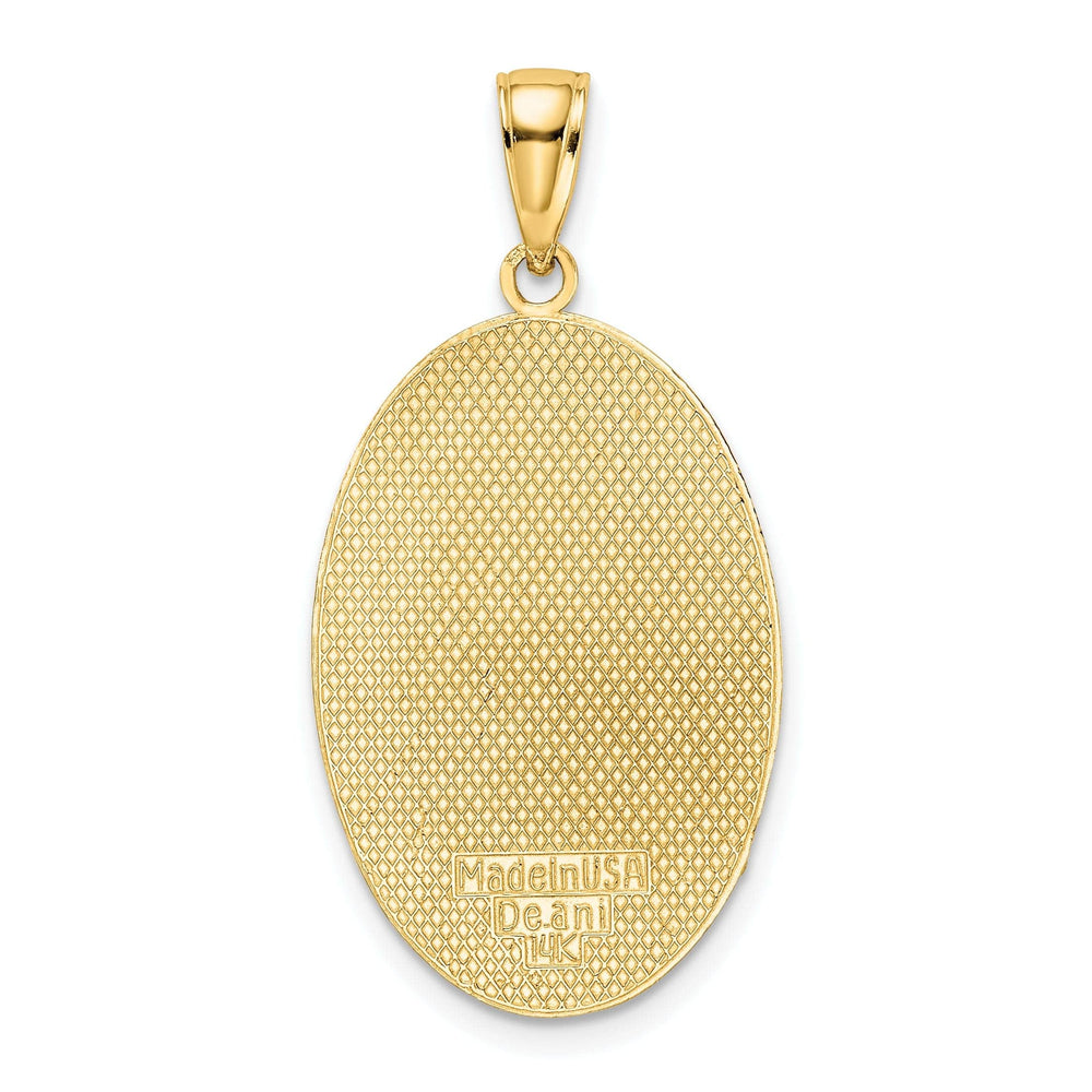 Lovely Rita's Pendants & Charms 14K Yellow Gold Solid Polished Finish Oval Shape Design Engraveable Center Pendant