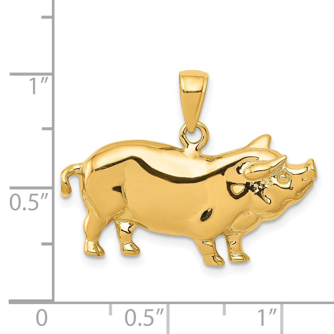 Lovely Rita's Pendants & Charms 14k Yellow Gold Solid Polished Finish Pot Belly Pig Charm Pendant