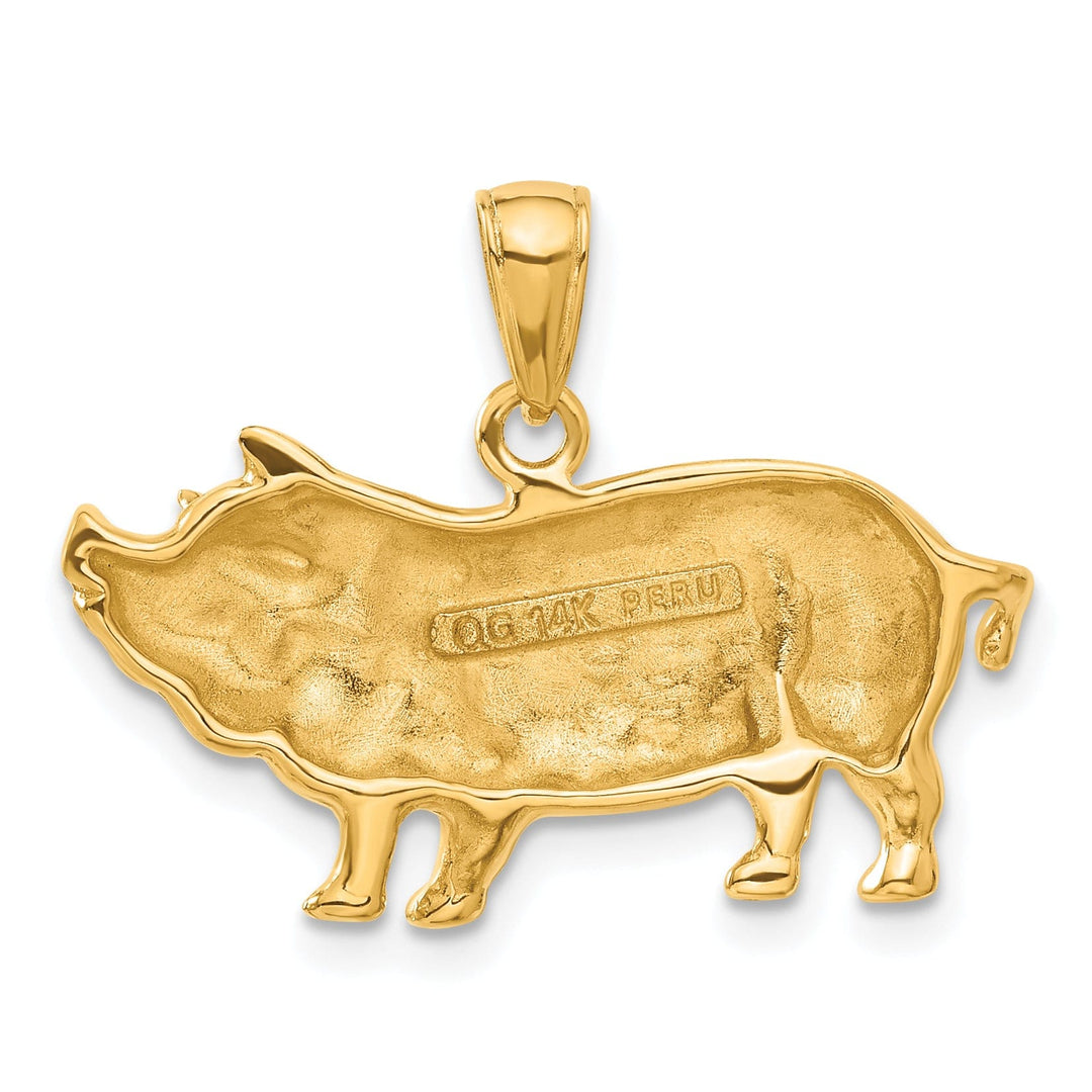 Lovely Rita's Pendants & Charms 14k Yellow Gold Solid Polished Finish Pot Belly Pig Charm Pendant