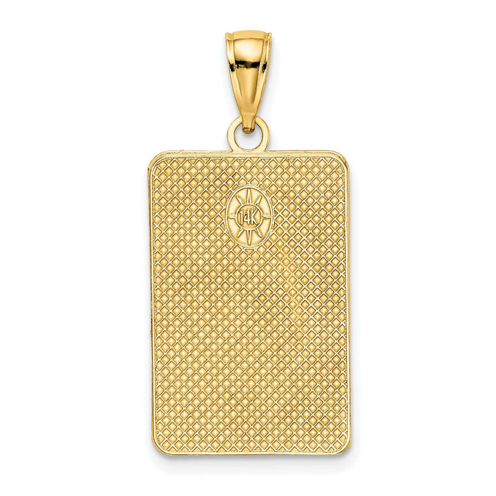 Lovely Rita's Pendants & Charms 14K Yellow Gold Solid Polished Finish Rectangular Design Engraveable Oval Center Pendant