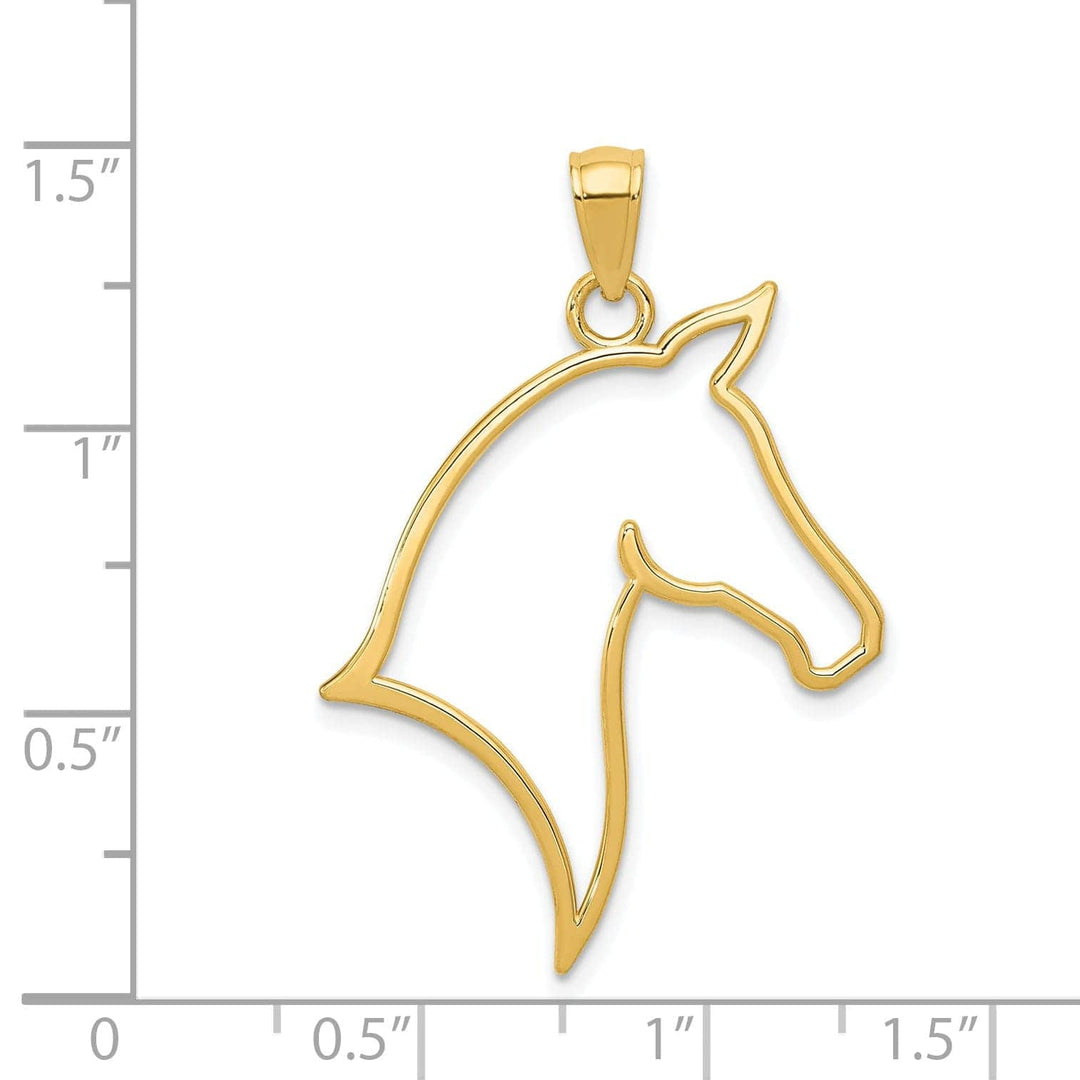 Lovely Rita's Pendants & Charms 14k Yellow Gold Solid Polished Finish Reversible Cut Out Horse Head Design Mens Charm Pendant
