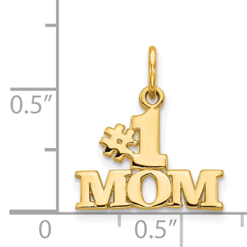 Lovely Rita's Pendants & Charms 14k Yellow Gold Solid Polished Finish Script #1 MOM Charm Pendant