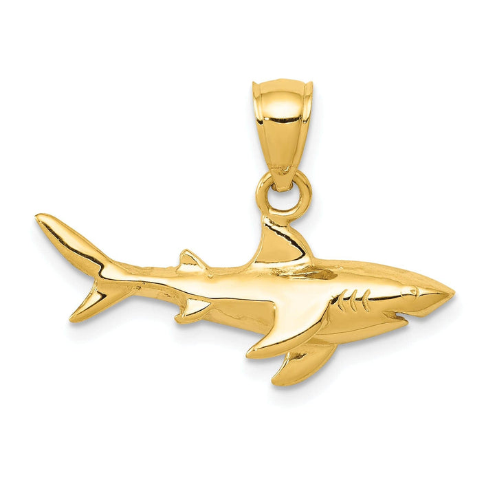Lovely Rita's Pendants & Charms 14K Yellow Gold Solid Polished Finish Shark Charm Pendant