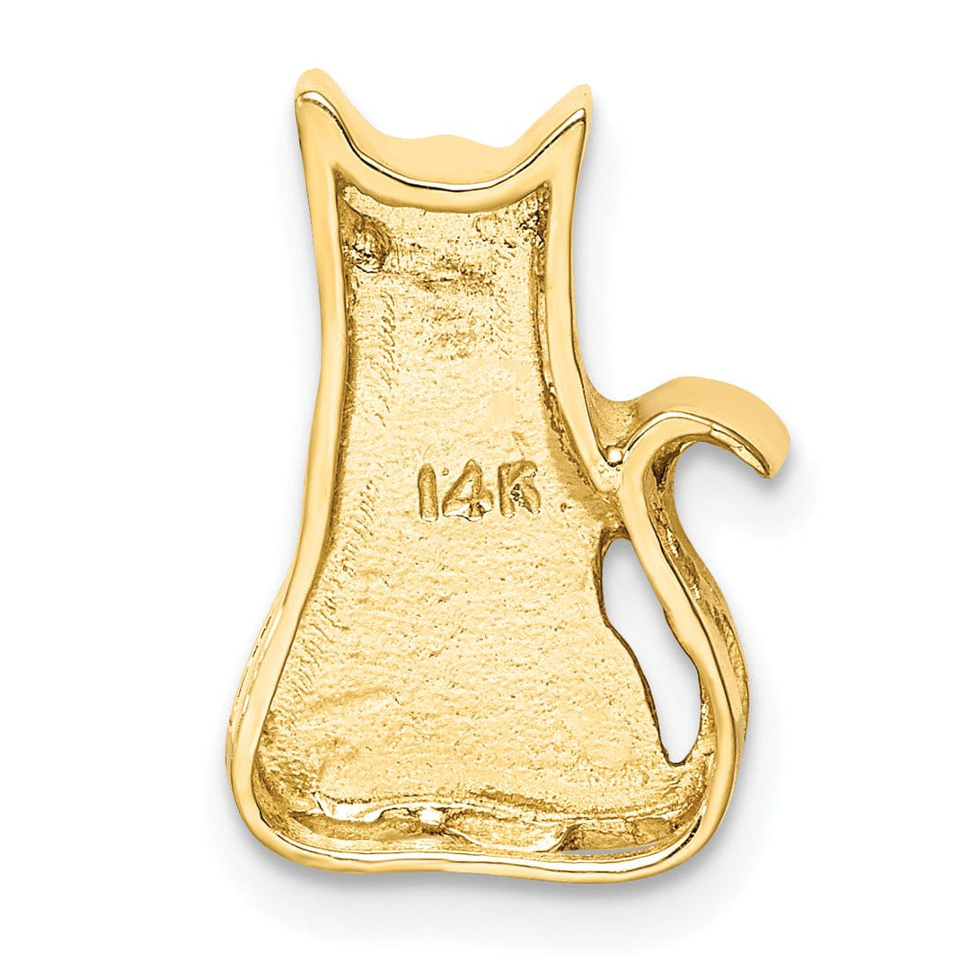 Lovely Rita's Pendants & Charms 14k Yellow Gold Solid Polished Finish Sitting Cat Cut Out Design Slide Charm Pendant will not fit on Omega Chain