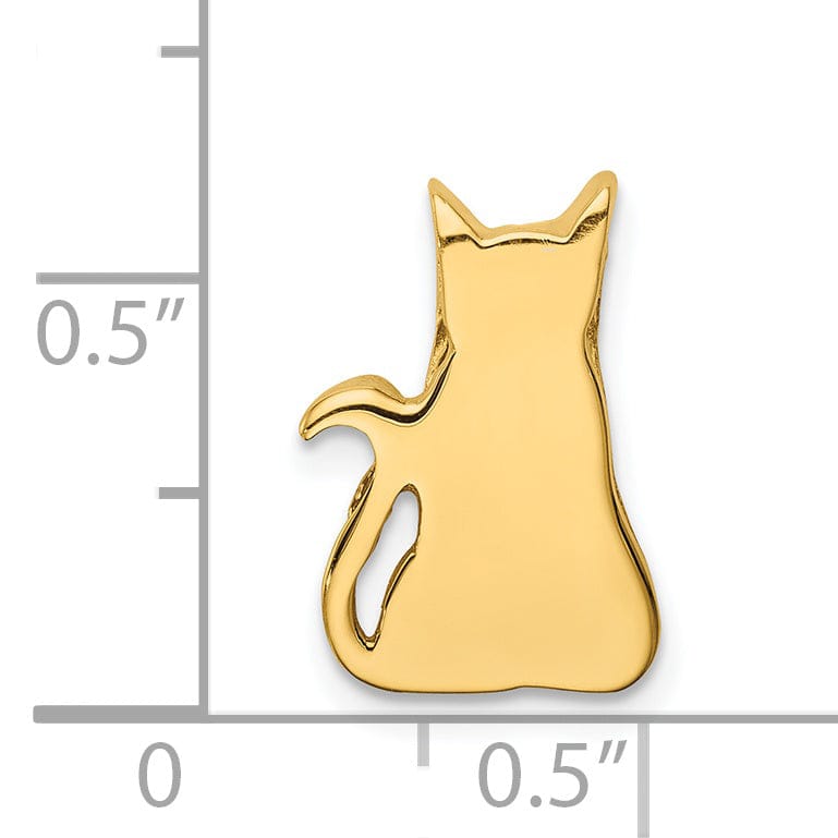 Lovely Rita's Pendants & Charms 14k Yellow Gold Solid Polished Finish Sitting Cat Cut Out Design Slide Charm Pendant will not fit on Omega Chain