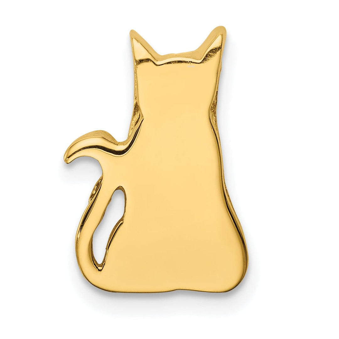 Lovely Rita's Pendants & Charms 14k Yellow Gold Solid Polished Finish Sitting Cat Cut Out Design Slide Charm Pendant will not fit on Omega Chain