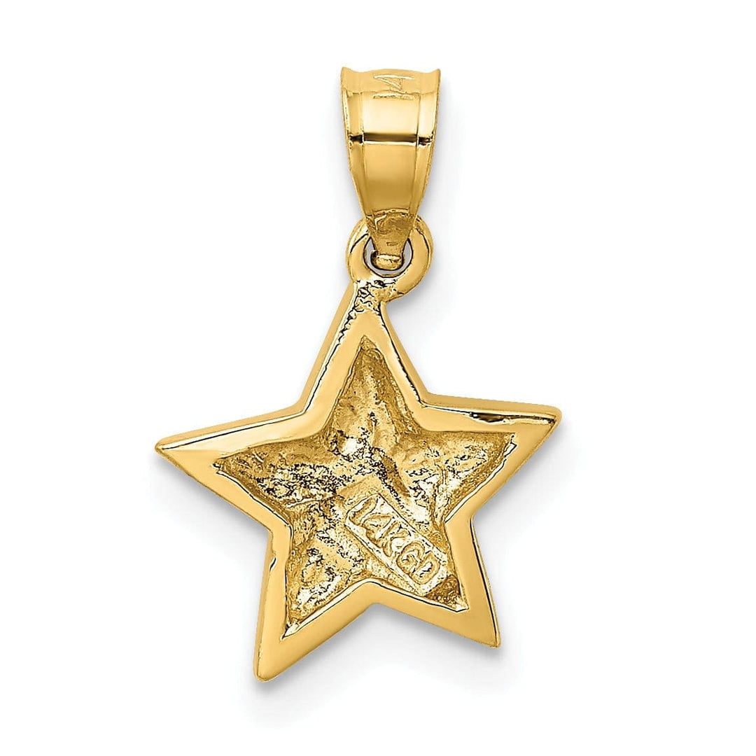 Lovely Rita's Pendants & Charms 14k Yellow Gold Solid Polished Finish Small Size Concave Shape Star Charm Pendant
