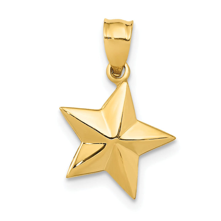 Lovely Rita's Pendants & Charms 14k Yellow Gold Solid Polished Finish Small Size Concave Shape Star Charm Pendant