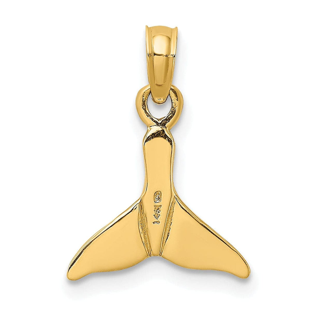 Lovely Rita's Pendants & Charms 14K Yellow Gold Solid Polished Finish Small Size Whale Tail Charm Pendant