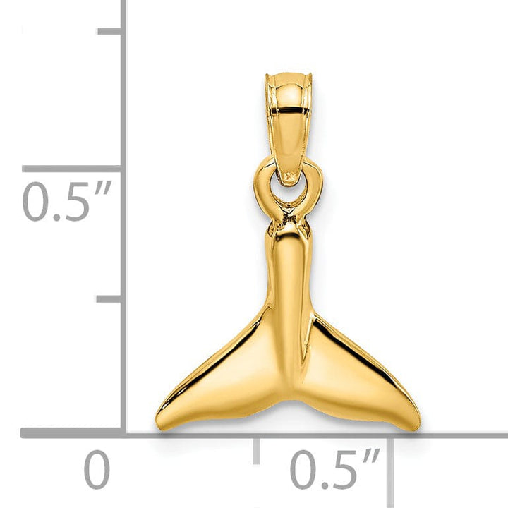 Lovely Rita's Pendants & Charms 14K Yellow Gold Solid Polished Finish Small Size Whale Tail Charm Pendant