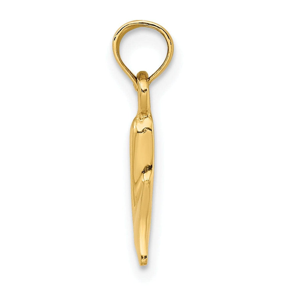 Lovely Rita's Pendants & Charms 14K Yellow Gold Solid Polished Finish Small Size Whale Tail Charm Pendant
