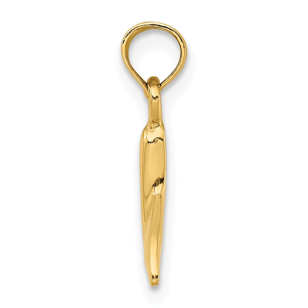 Lovely Rita's Pendants & Charms 14K Yellow Gold Solid Polished Finish Small Size Whale Tail Charm Pendant