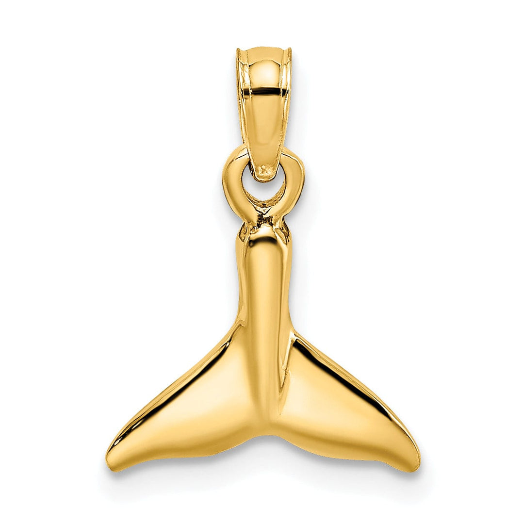 Lovely Rita's Pendants & Charms 14K Yellow Gold Solid Polished Finish Small Size Whale Tail Charm Pendant