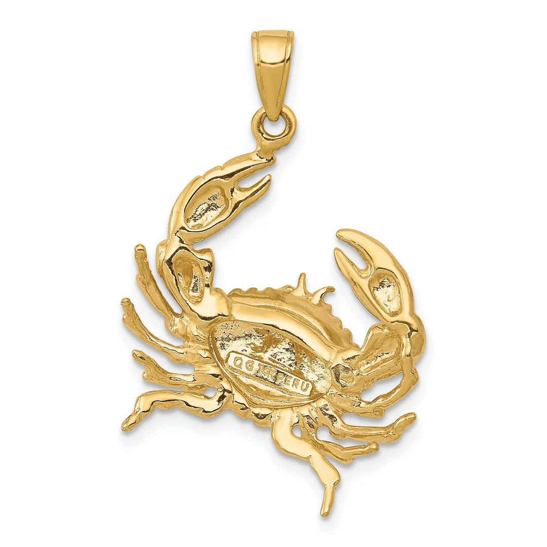 Lovely Rita's Pendants & Charms 14k Yellow Gold Solid Polished Finish Stone Crab with Claw Extended Charm Pendant