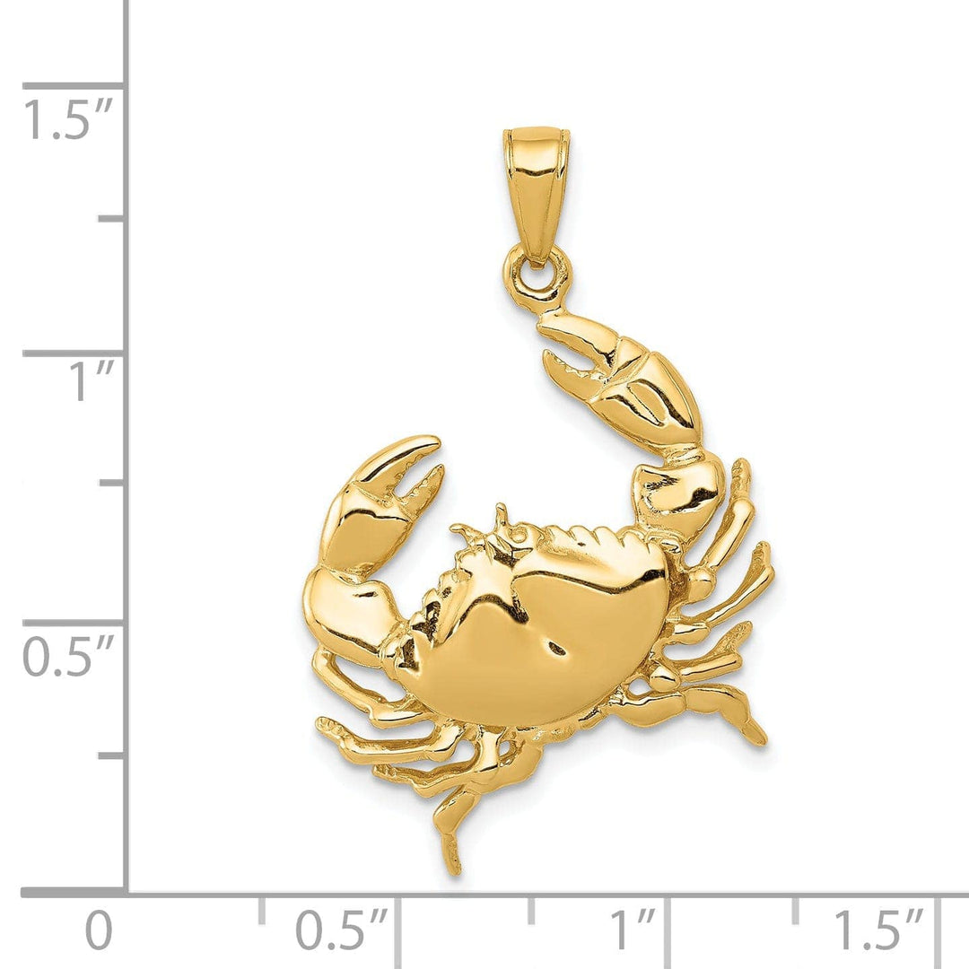 Lovely Rita's Pendants & Charms 14k Yellow Gold Solid Polished Finish Stone Crab with Claw Extended Charm Pendant
