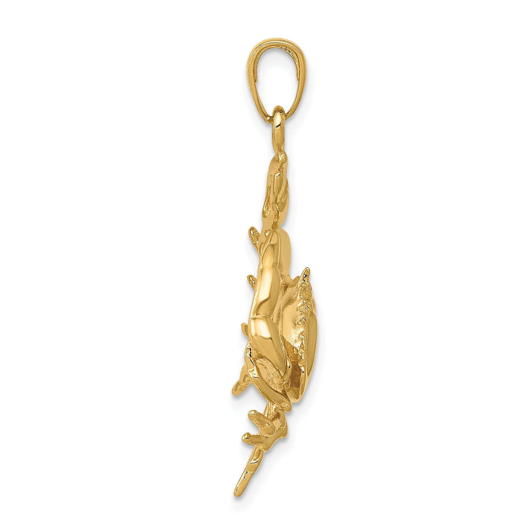 Lovely Rita's Pendants & Charms 14k Yellow Gold Solid Polished Finish Stone Crab with Claw Extended Charm Pendant