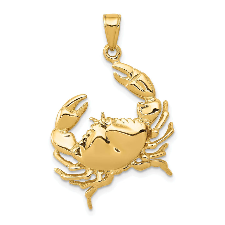 Lovely Rita's Pendants & Charms 14k Yellow Gold Solid Polished Finish Stone Crab with Claw Extended Charm Pendant