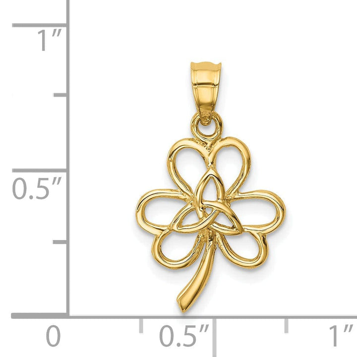 Lovely Rita's Pendants & Charms 14K Yellow Gold Solid Polished Finish Trininty Design Clover Charm Pendant