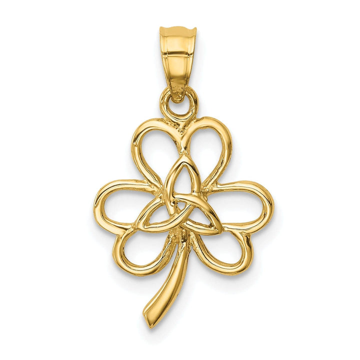 Lovely Rita's Pendants & Charms 14K Yellow Gold Solid Polished Finish Trininty Design Clover Charm Pendant