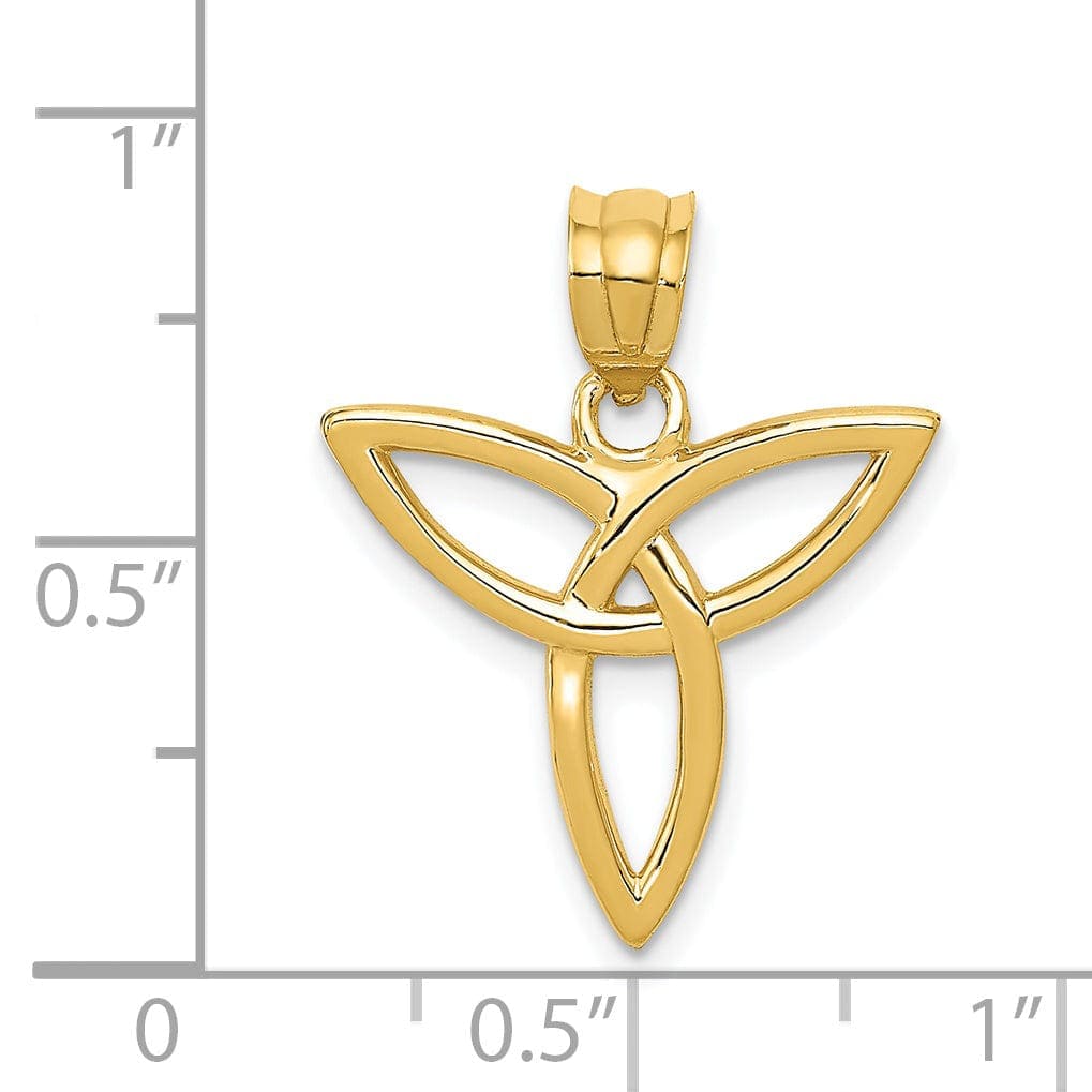 Lovely Rita's Pendants & Charms 14k Yellow Gold Solid Polished Finish Trinity Design Pendant