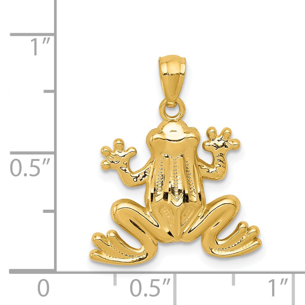 Lovely Rita's Pendants & Charms 14k Yellow Gold Solid Polished Finished Frog Charm Pendant