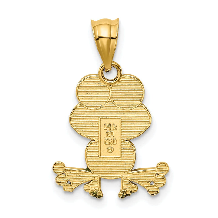 Lovely Rita's Pendants & Charms 14k Yellow Gold Solid Polished Green and White Enameled Finish Frog Charm Pendant