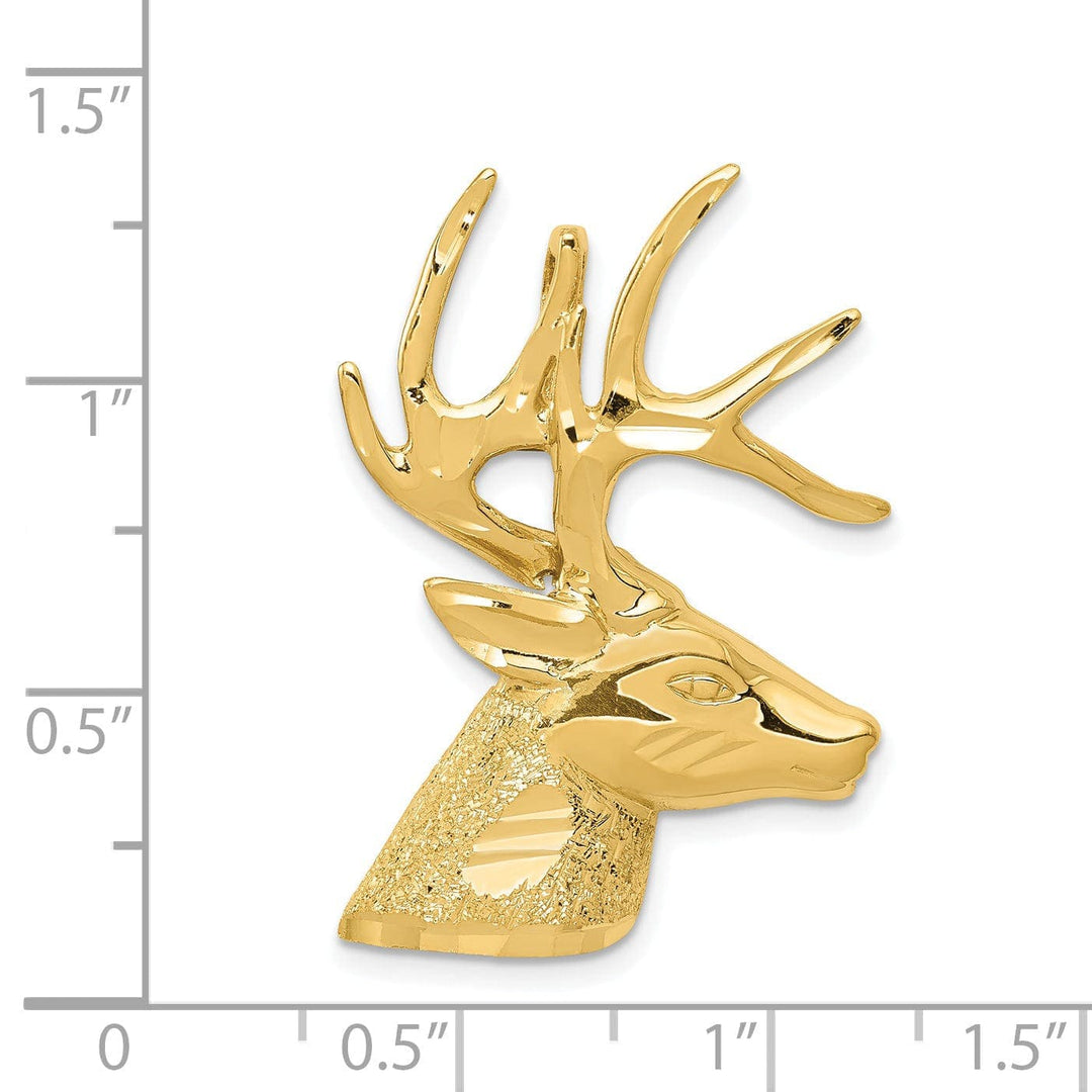 Lovely Rita's Pendants & Charms 14k Yellow Gold Solid Polished Laser Cut Finish Deer Head with Antlers Charm Pendant