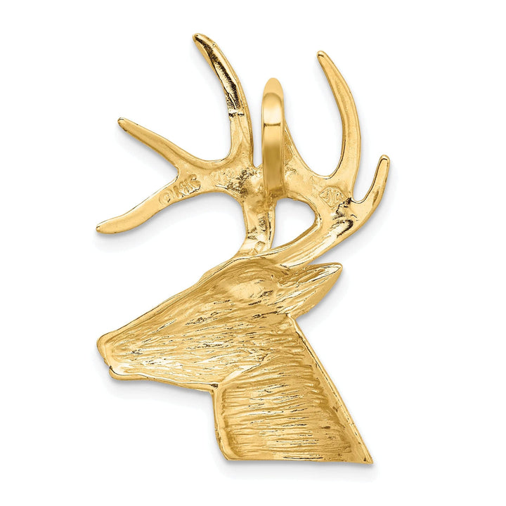Lovely Rita's Pendants & Charms 14k Yellow Gold Solid Polished Laser Cut Finish Deer Head with Antlers Charm Pendant