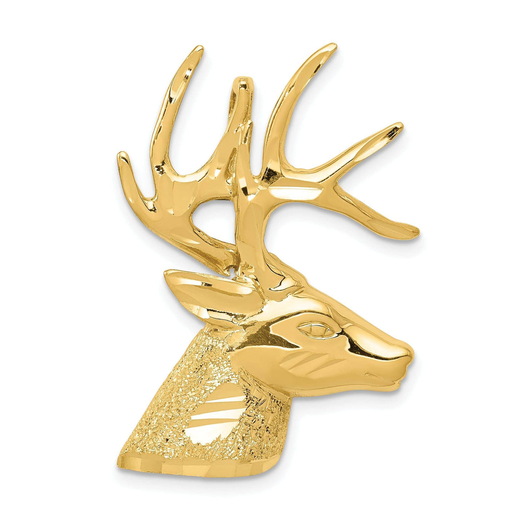Lovely Rita's Pendants & Charms 14k Yellow Gold Solid Polished Laser Cut Finish Deer Head with Antlers Charm Pendant