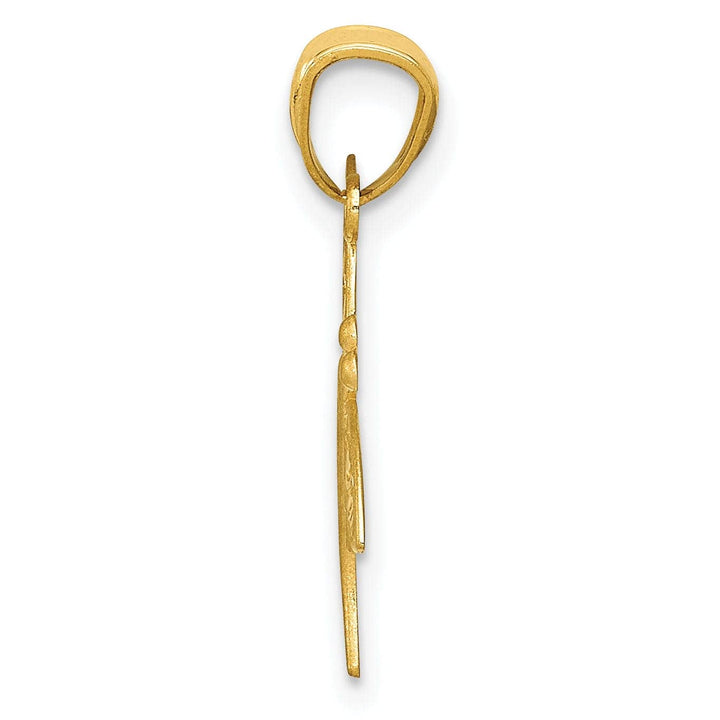 Lovely Rita's Pendants & Charms 14k Yellow Gold Solid Polished Satin Diamond Cut Finish Dragonfly Pendant