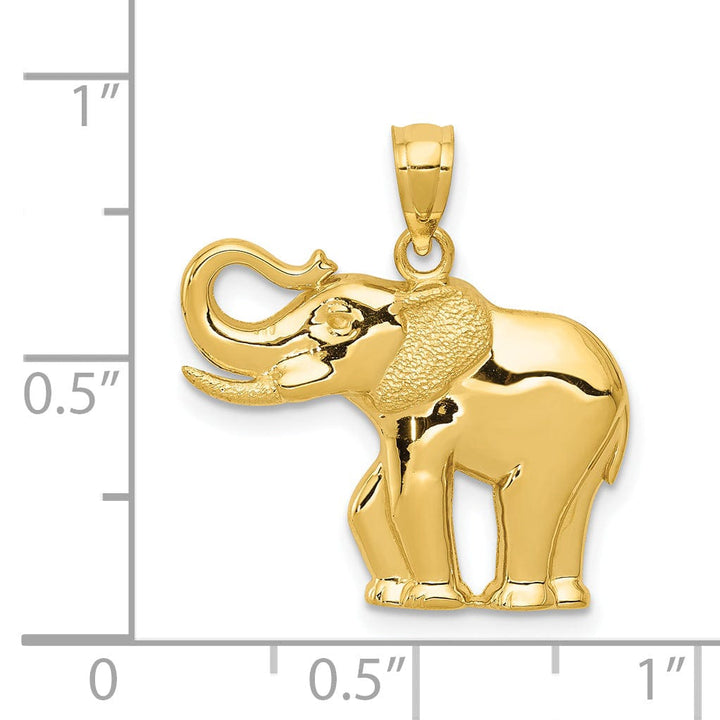 Lovely Rita's Pendants & Charms 14k Yellow Gold Solid Polished Satin Elephant Charm Pendant