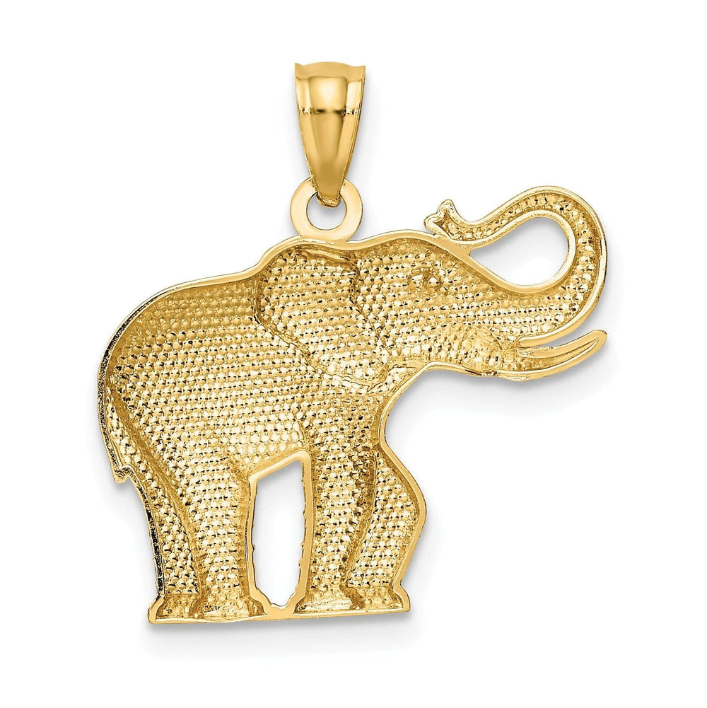 Lovely Rita's Pendants & Charms 14k Yellow Gold Solid Polished Satin Elephant Charm Pendant