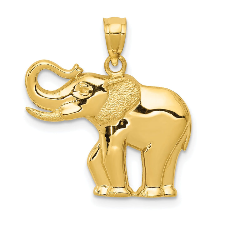 Lovely Rita's Pendants & Charms 14k Yellow Gold Solid Polished Satin Elephant Charm Pendant