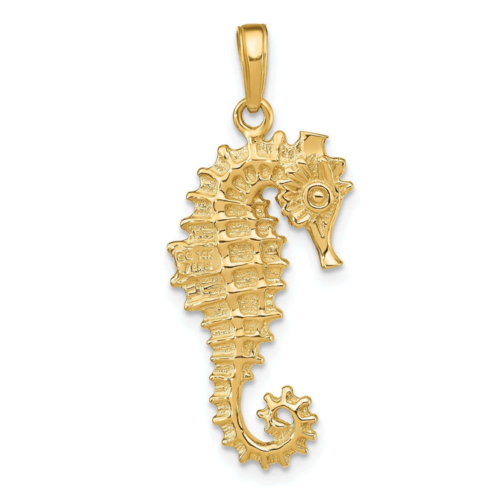 Lovely Rita's Pendants & Charms 14k Yellow Gold Solid Polished Texture Finish 3-Dimensional Men's Seahorse charm Pendant