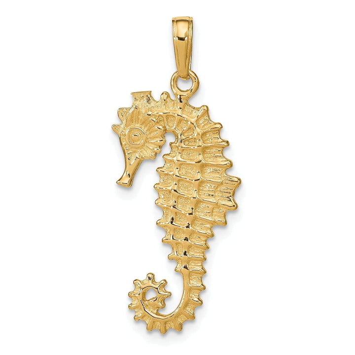 Lovely Rita's Pendants & Charms 14k Yellow Gold Solid Polished Texture Finish 3-Dimensional Men's Seahorse charm Pendant