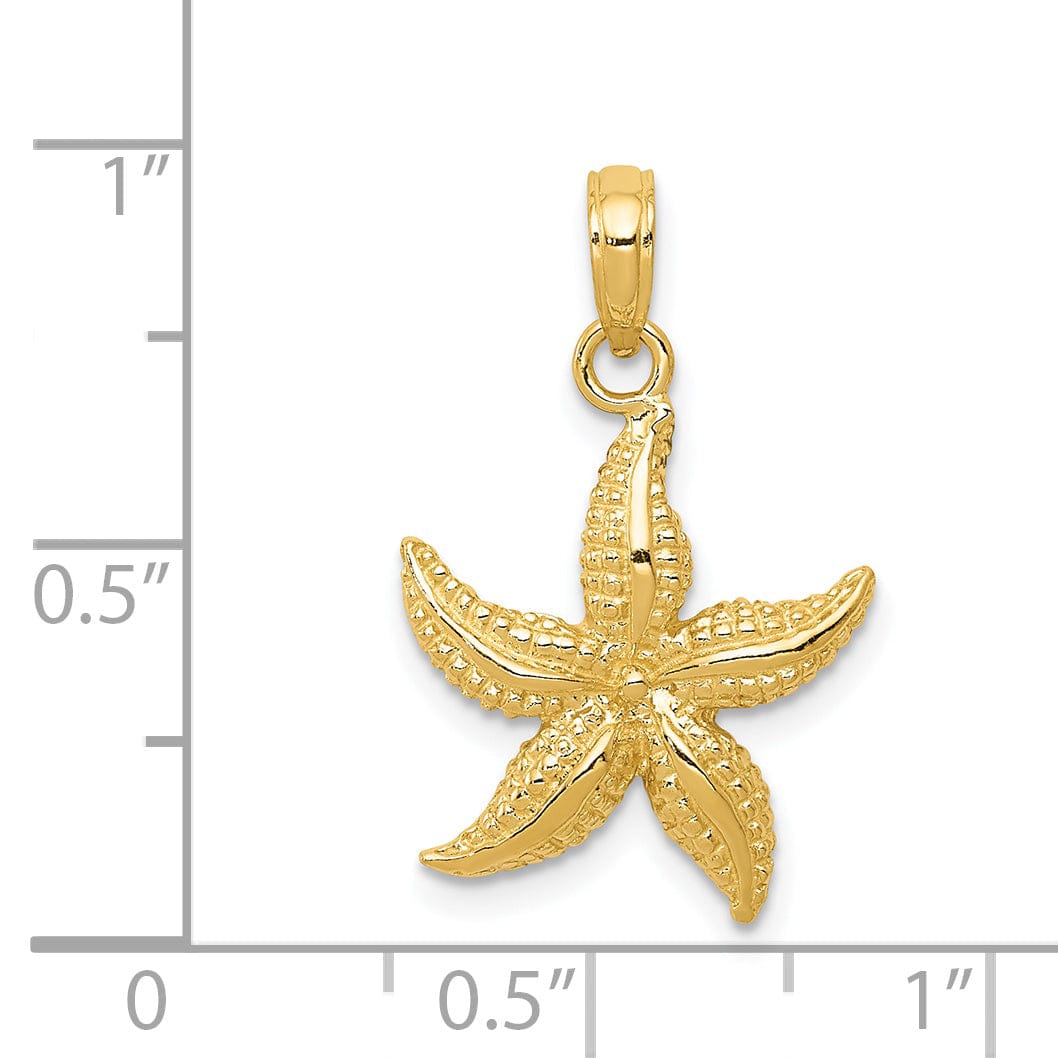 Lovely Rita's Pendants & Charms 14K Yellow Gold Solid Polished Texture Finish Beaded Design Starfish Charm Pendant
