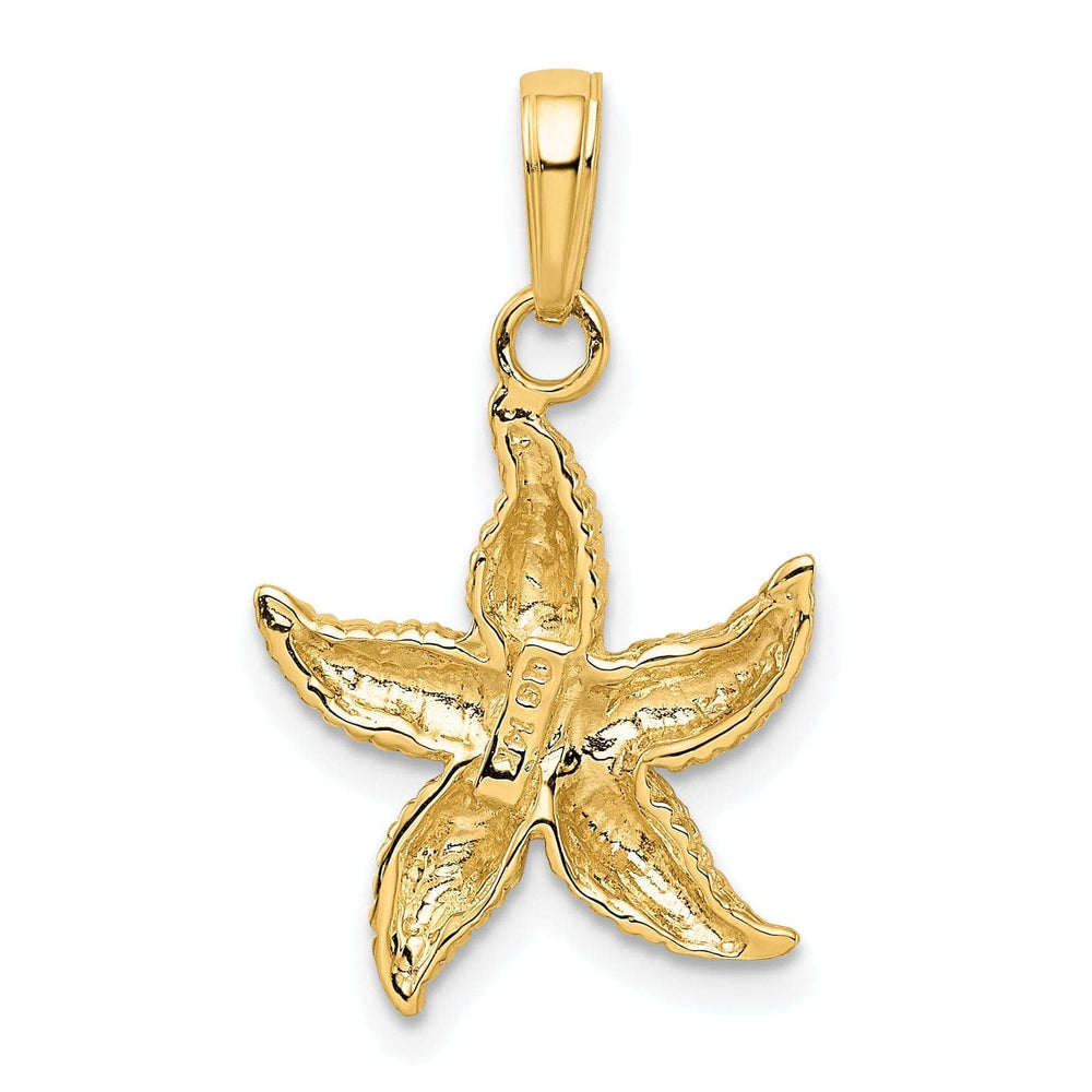 Lovely Rita's Pendants & Charms 14K Yellow Gold Solid Polished Texture Finish Beaded Design Starfish Charm Pendant
