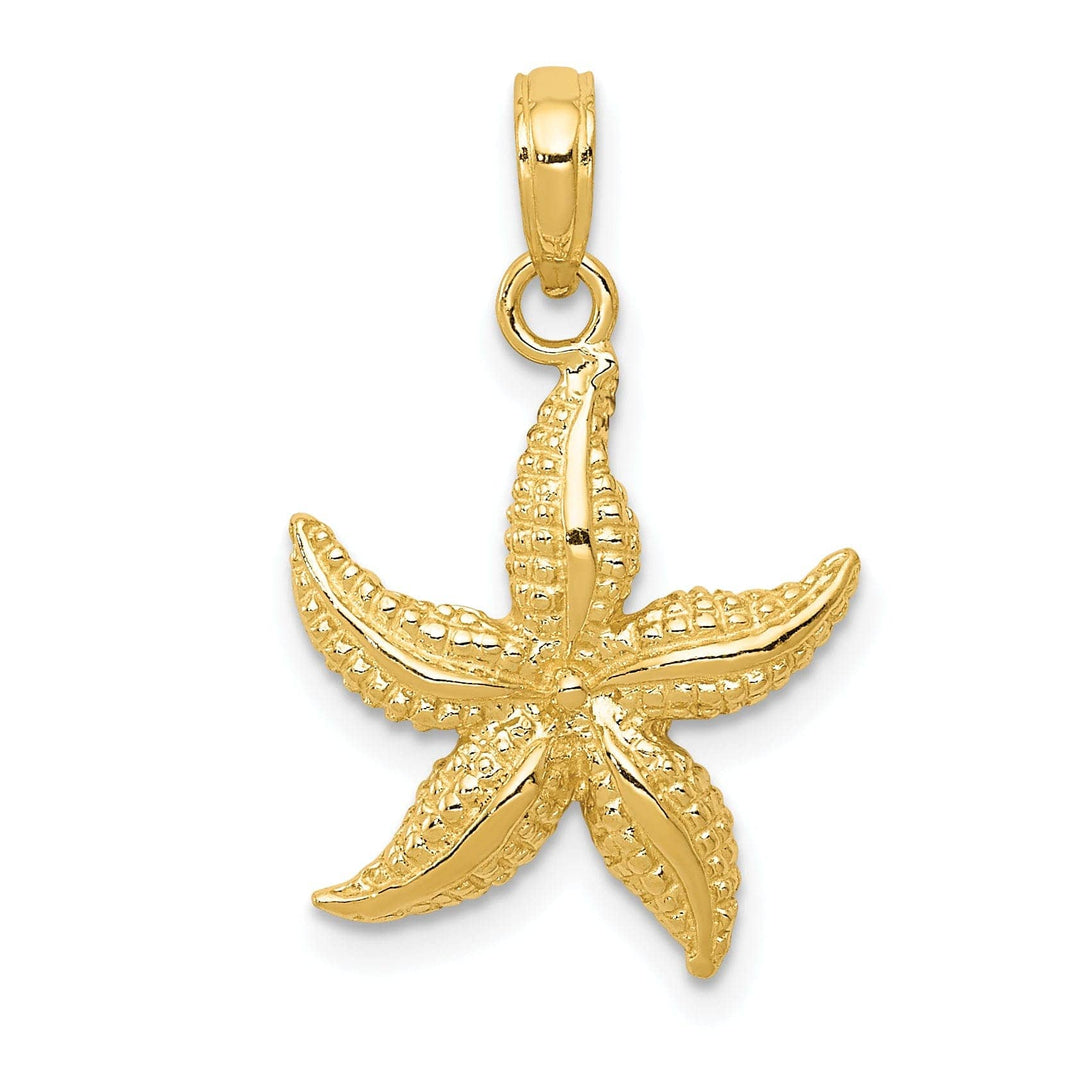 Lovely Rita's Pendants & Charms 14K Yellow Gold Solid Polished Texture Finish Beaded Design Starfish Charm Pendant