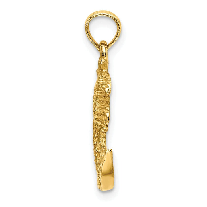 Lovely Rita's Pendants & Charms 14K Yellow Gold Solid Polished Texture Finish Concave Shape 2-Dimensional Palm Trees On Island Charm Pendant
