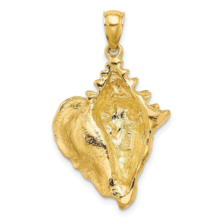 Lovely Rita's Pendants & Charms 14K Yellow Gold Solid Polished Texture Finish Conch Shell Charm Pendant